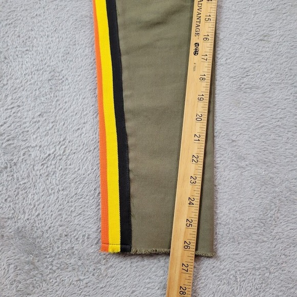 Pam & Gela Pants Womens 24 Brown Side Stripes Lace Back Raw Hem Stretch - Picture 6 of 11